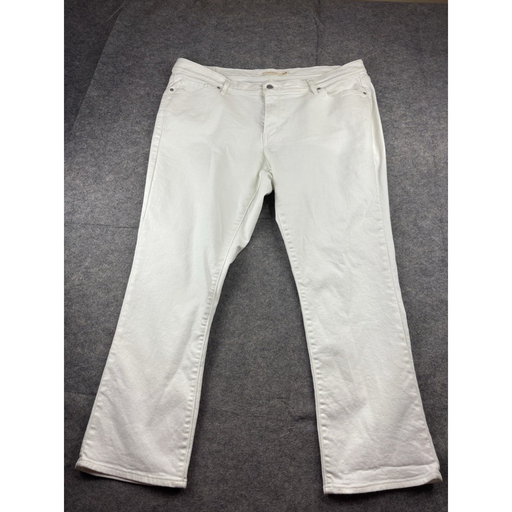LEVIS Jeans Womens 20W Classic Straight 5-Button‎ Ankle Length Zip White Wash